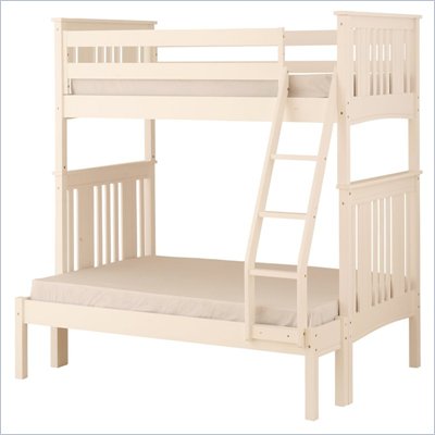 Canwood Base Camp Twin over Full Bunk Bed w/ Ladder/Guard Rail in White