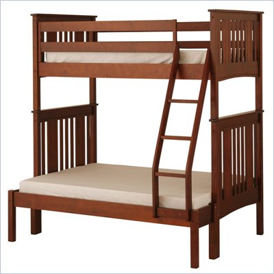 Canwood Base Camp Twin over Full Bunk Bed w/ Ladder/Guard Rail in Cherry 