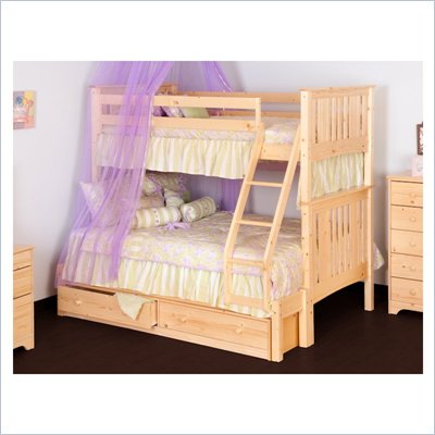 Canwood Base Camp Twin over Full Bunk Bed w/ Ladder/Guard Rail in Natural