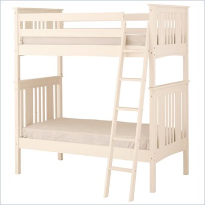 Canwood Base Camp Twin over Twin Bunk Bed w/ Angled Ladder/Guard Rail in White