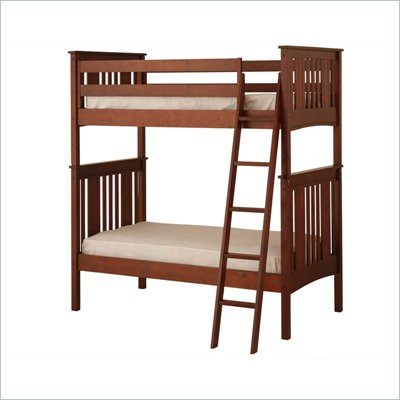 Canwood Base Camp Twin over Twin Bunk Bed w/ Angled Ladder/Guard Rail in Cherry 