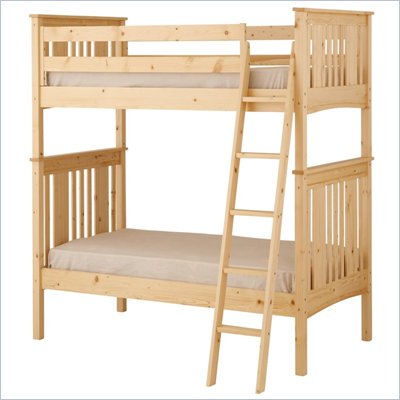 Canwood Base Camp Twin over Twin Bunk Bed w/ Angled Ladder/Guard Rail in Natural