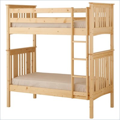 Canwood Base Camp Twin over Twin Bunk Bed w/ Vertical Ladder/Guard Rail in White
