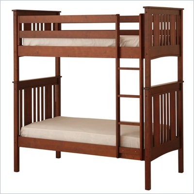 Canwood Base Camp Twin over Twin Bunk Bed w/ Vertical Ladder/Rail in Cherry 