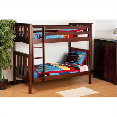 Canwood Base Camp Twin over Twin Bunk Bed w/ Vertical Ladder/Rail in Espresso