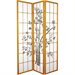 Oriental Furniture Three Panel Lucky Bamboo Room Divider in Honey