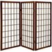 Oriental Furniture Three Panel Window Pane Shoji Screen in Walnut