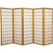 Oriental Furniture Five Panel Window Pane Shoji Screen in Honey