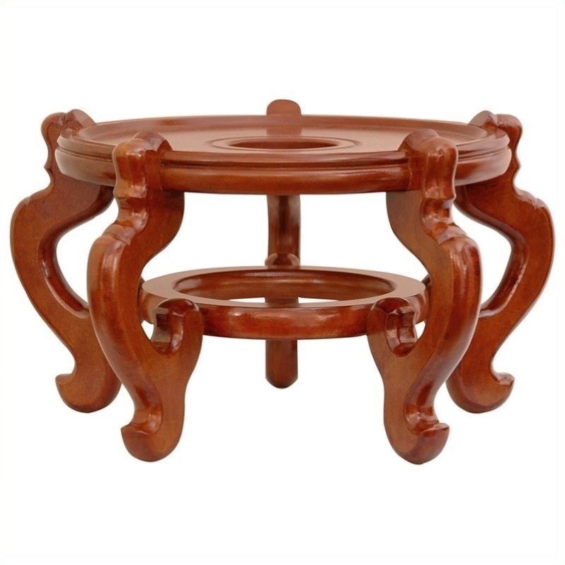Oriental Furniture - Plant Stands and Potting Benches - STFS102H14 - A classic design oriental display stand, solid and sturdy, in a beautiful Honey stain finish. An elegant way to display a variety of decorative porcelains; fishbowls, jardiniegrave;res, planters, floor vases, urns and more. Shipped fully No, ready to use out of the box, with a center ring reinforcing the five beautifully carved legs. Choose from the following sizes: 8.5Diameter x 7.5H 9.5Diameter x 7.75H 10.5Diameter x 8H 11.5Diameter x 9.75H 12.5Diameter x 10.25H 14.5Diameter x 10.25H 15.5Diameter x 11.75H Choose size measurement is for the inside diameter. Five leg Oriental display stand with center ring reinforcement. Finished in an elegant, distinctive, Honey stain. Great for Chinese fishbowls, planters, floor vases, jars, and urns. Browse our unmatched selection of beautiful Oriental display stands, bases pedestals. Finish: honey; Made of porcelain and rosewood; Traditional style; Center ring reinforcement; Five