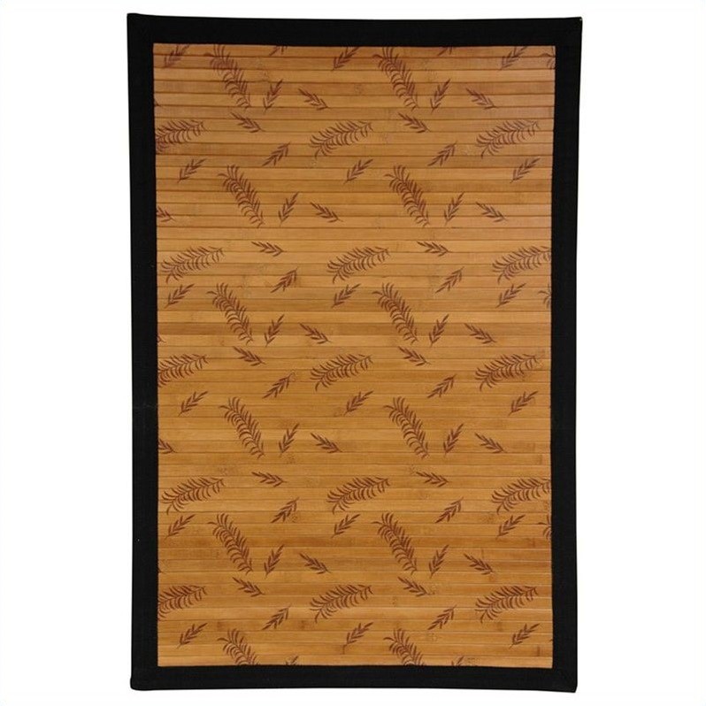 Oriental Furniture - Rugs - RUGBR17775x8 - This Bamboo Rug with its Little Leaf design is an economic and green addition to any household. It is made of all natural bamboo, a renewable resource, so it is good for the home and good for the earth. Made from 100% natural bamboo. Surrounded by a black cotton border. Bamboo is fully varnished with a subtle shine. Features a non-slip latex backing, so it does not require a carpet pad. Made of a mature bamboo, whose longer growth period ensures extra strength, tighter fibers and a harder surface. Kiln-dried bamboo is carbonized to prevent cracking and warping. Choose from three convenient sizes: 2 ft. x 3 ft., 4 ft. x 6 ft. and 5 ft. x 8 ft.Finish: honeyMade from 100% natural bambooSurrounded by a black cotton borderFully varnished bamboo with a subtle shineFeatures a non-slip latex backingCarbonized kiln-dried bamboo to prevent cracking and warpingSpecifications:Product Weight: 1.5lbs2' x 3' Product Dimensions: 0.38H x 24W x 36D 4' x 6' Pro