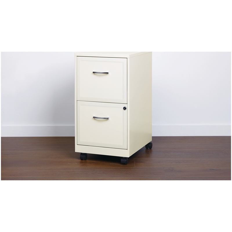 Space Solutions 18" 2 Drawer Mobile Smart Vertical File Pearl White