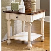 Hammary Promenade Rectangular End Table in Fruitwood/Antique Linen