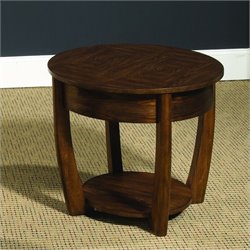 Hammary Concierge Round End Table in Brown