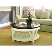 Hammary Promenade Round Cocktail Table in Fruitwood/Antique Linen