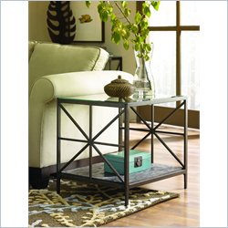 Hammary Crossnore Rectangular End Table in Dark Brass