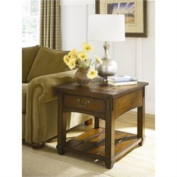 Hammary Tacoma Rectangular Drawer End Table in Rustic Brown
