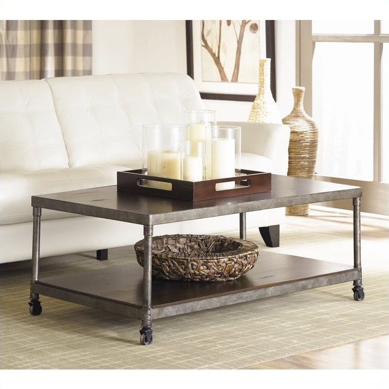 Hammary Structure Rectangular Cocktail Table in Distressed Brown