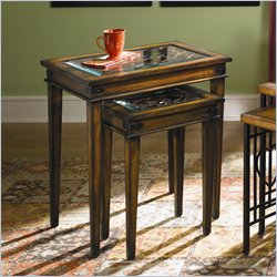 Hammary Hidden Treasures Nesting Table in Rustic Brown Finish