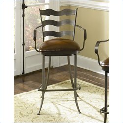 Hammary Hidden Treasures 30 Ladder Back Bar Stool in Antiqued Pewter