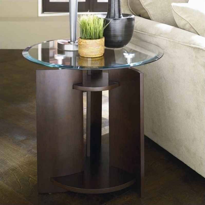 Hammary Apex Round End Table in Dark Cherry