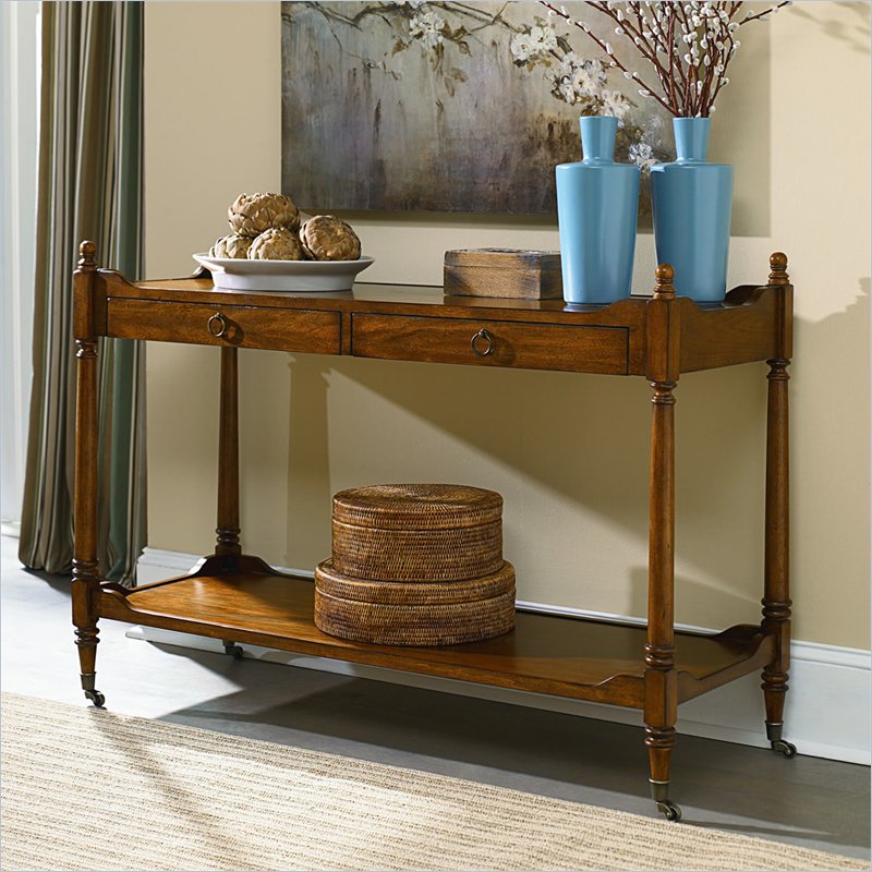 Hammary Wheaton Hall Console Table in Golden Brown