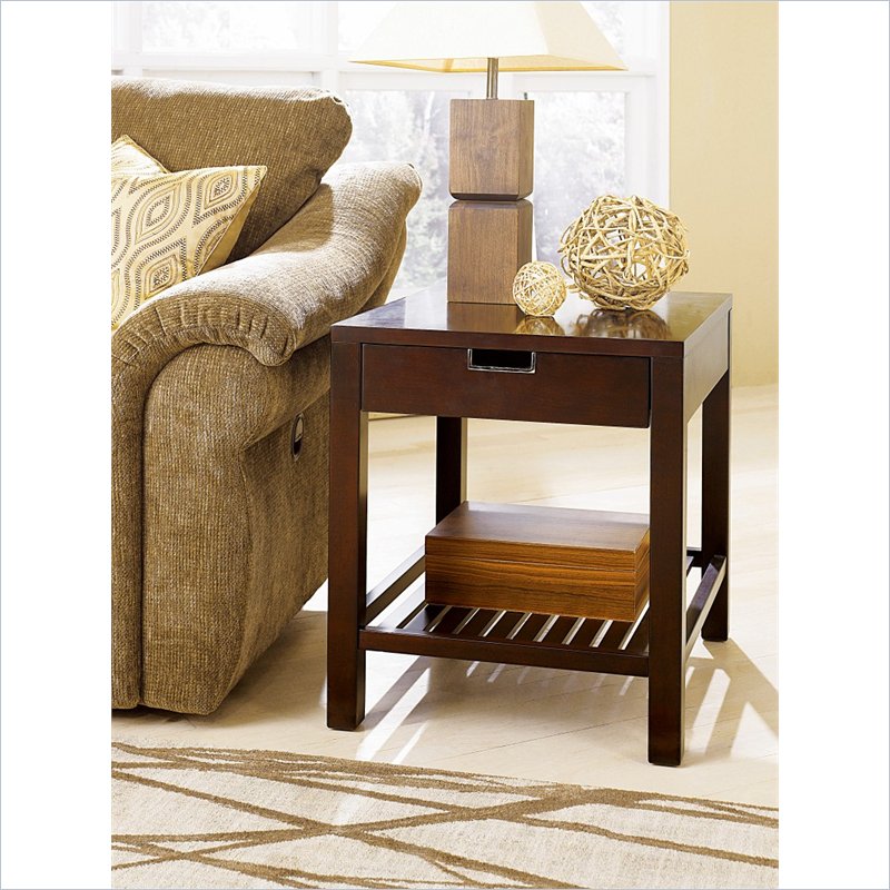 Hammary Montage Rectangular Drawer End Table in Espresso