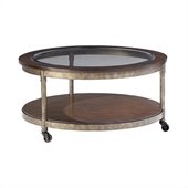 Hammary Structure Round Cocktail Table in Heavily Distressed Brown