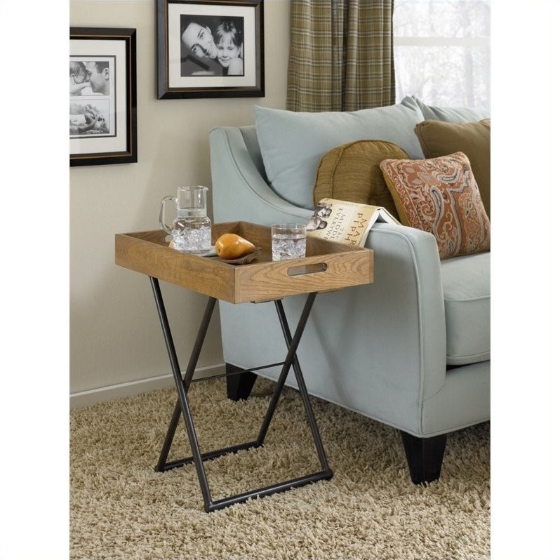 Hammary Hidden Treasures Adjustable Tray Table in Rustic