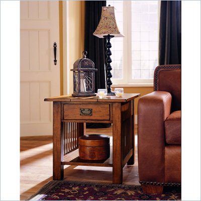 Hammary Canyon Rectangular Drawer End Table in Mission Oak