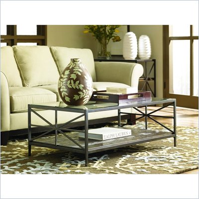Hammary Crossnore Rectangular Cocktail Table in Dark Brass