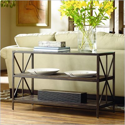 Hammary Crossnore Sofa Table in Dark Brass