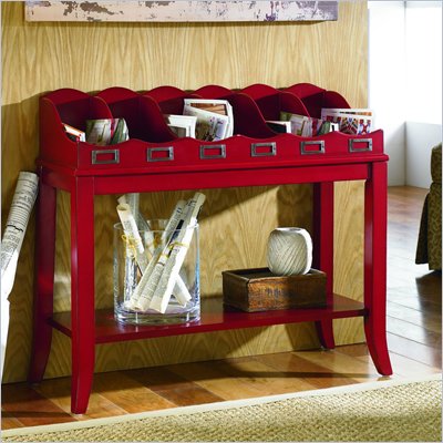 Hammary Hidden Treasures Red Magazine Console Table in Red