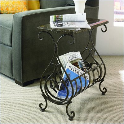 Hammary Hidden Treasures Metal Stone Magazine Table in Black