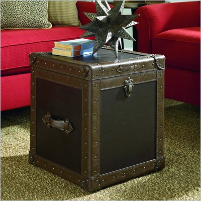 Hammary Hidden Treasures Trunk Cube in Dark Brown PVC