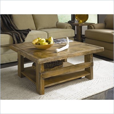 Hammary Luberon Square Cocktail Table in Weathered Pine Finish