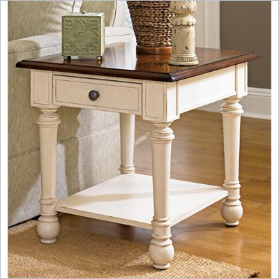 Hammary Promenade Rectangular End Table in Fruitwood/Antique Linen