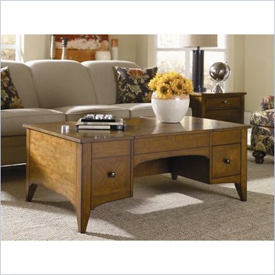 Hammary Summit Desk Cocktail Table in Caramel Finish