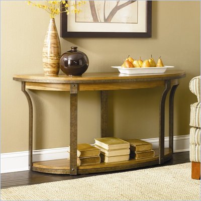 Hammary Vero Round Console Table in Almond Finish
