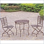 International Caravan Victoria 3 PC Iron Cafe Bistro Set in Bronze