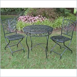 International Caravan Victoria 3 PC Iron Cafe Bistro Set in Verdi Gris
