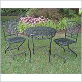 International Caravan Victoria 3 PC Iron Cafe Bistro Set in Verdi Gris