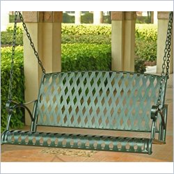 International Caravan Diamond Lattice Iron Outdoor Porch Swing