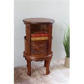 International Caravan Carved Wood Telephone Table with 2 Drawers