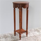 International Caravan Carved Wood Indoor Round Plant Table