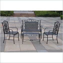 International Caravan 4 Piece Mandalay Iron Settee Patio Set