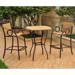 International Caravan Valencia 3 PC Wicker Bar Height Bistro Set