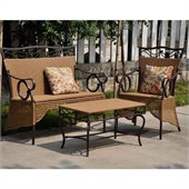 International Caravan Valencia 3 PC Resin Wicker Skirted Settee Group