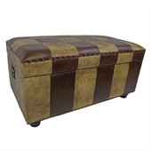 International Caravan Carmel Faux Leather Bench Trunk in Mix Pattern