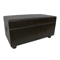 International Caravan Carmel Faux Leather Bench Trunk in Chocolate