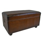 International Caravan Carmel Faux Leather Bench Trunk in Brown
